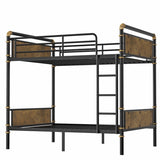 Twin XL over Twin XL Metal Bunk Bed, Industrial Detachable Bunkbeds with Safety Guard Rails for 78931135