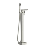 Freestanding Bathtub Faucet Waterfall Tub Filler Brushed Nickel Floor Mount Brass Bathroom Faucets W1243P316370