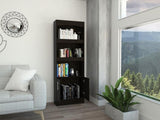 Simma Bookcase, Metal Hardware, Three Shelves, Double Door Cabinet -Black B20091981
