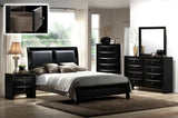 1Pc Contemporary 2 Drawer Nightstand End Table Jewelry Tray Black Finish Solid Wood Wooden Bedroom ESFCRMB4280-2