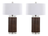 Cylinder Fluted 29.25" Contemporary Polyresin Table Lamp in Brown Lustre Polyresin, Clear K9 Crystal B202P224051