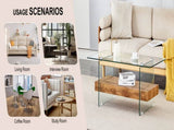 40.3-inch sturdy double-layer coffee table - tempered glass tabletop and table legs, with a W1512P317685