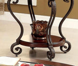 ZNTS Traditional Style Brown Cherry 1pc END TABLE Open Bottom Shelf Ornate Design Living Room Furniture B011P184987