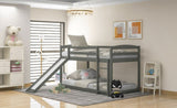 ZNTS Twin over Twin Bunk Bed with Convertible Slide and Ladder , Gray 65436427