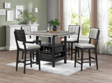 2pc Black/light Grey Counter Height Chair Counter Stools Full Back Wood Fabric Wooden Dining Room B011P228165