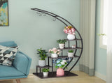 5 Layers Semicircle Iron Wood Suitable For Garden Balcony Patio Lawn Home Decoration Plant Stand 56044277