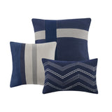 7 Piece Faux Suede Comforter Set Blue Cal King B03596786
