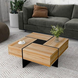 ZNTS ON-TREND Unique Design Coffee Table with 4 Hidden Storage Compartments, Square Cocktail Table with WF305182AAD