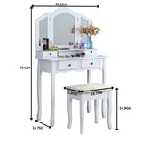 ZNTS Wooden Vanity Make Up Table and Stool Set, White 66588906