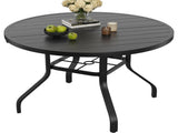 Round Dining Table, 41" Round Patio Table Wood-Like Grain with 1.57" Umbrella Hole, Metal T3623P504736