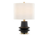 Lloyd 26" Contemporary Polyresin Table Lamp in Sanded Matte Black Polyresin, Modern Brass and White B202P224002