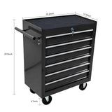 6 DRAWERS MULTIFUNCTIONAL TOOL CART WITH WHEELS-BLACK 69021719