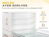 white relief particle board tempered glass 141*50*112cm three doors and two drawers fanless nail 62004166