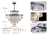 (Same as W1340P188535/L5002-600-B) 24" Luxury Crystal Chandelier with Black Finish Elegant W1340P189339