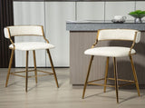 (SET of 2) 26'' Counter height bar stools Corduroy kitchen island counter bar stool with back,golden 25086377