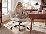 White Armless Office Chair , Curved Backrest & Wide Seat, 360&deg Swivel & Rocking Function 49770662