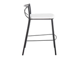 Modern 30" Contemporary Fixed-Height Barstool in Black Metal and White Faux Leather - Set of 2 B202P222255