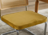 Mid Century Modern Dining Chairs Set of 2, Velvet Accent Chairs with Natural Cane Back & Stainless 97370969