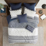King/Cal King 3 Piece Cotton Duvet Cover Set with Chenille Tufting B035129138
