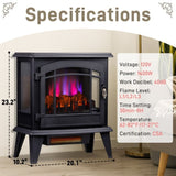 ZNTS 20" Electric Fireplace Stove, Freestanding Indoor Fireplace Heater with 3-Level Dimmable Flame 18893403