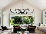 12 Lights Black Vintage Crystal Chandelier Farmhouse Round Hanging Light Fixture for Dining Room 78832453