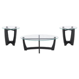 48 Inch Oval Glass Coffee, Black Round Coffee Center with Glass Top, Small Coffee W487P317842