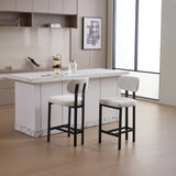 Bar Stools Set of 2, 26 inch Modern Upholstered Fabric Counter Height Barstools, Kitchen Island W3244P310202