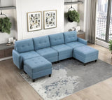 Living Room Furniture One-Arm Chair Blue Tufted Solid Wood Modern Comfort 1pc Modular Piece Chair B011P309912