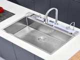 Pull-out Faucet Single Bowl Sink Kitchen Vegetable Sink 304 33"x22" Whale Waterfall Sink Stainless 10346194