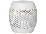 White 12 Inch Round Hollow Drum Patio Table for Balcony Decor 60844858