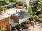 17x12.8" Hand Sink with Faucet, Wall-Mount Commercial Hand Washing Sink with Side Splash for 52428902