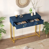 TREXM Modern Sleek Console Table Two Drawers with Stripe Design for Living Room and Entryway N715P201976M