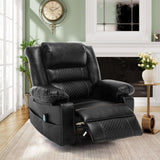 ZNTS Breathable Leather Massage Recliner Chair Manual Living Room Reclining Sofa W1403P156678