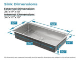 Kitchen Sink 36"x19" Multifunctional undermount Flying Rain Waterfall S304 Stainless Steel Handmade 49807592
