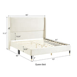 Rozitta Beige Velvet Wingback Platform Bed, Queen T2574P198388