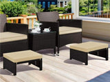 2PCS Wicker Ottomans with Removable Cushion for Patio, Brown/Khaki 58648210