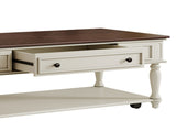 Farmhouse Coffee Table with One Drawer, Easy Assembly, Retro Movable Rectangular Cocktail Table with 77948560