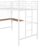 ZNTS Twin Metal Loft Bed with Desk and Metal Grid,White 23730514