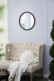 20" x 20" Circle Wall Mirror with Wooden Frame and Walnut Finish,Wall Mirror for Living Dining W2078124339
