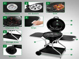 Kettle Charcoal Grill with 2 Side Tables, Storage Shelf, Upgraded Ash Catcher, Thermometer, Air 57338991