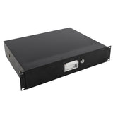 ZNTS 19" 2U Steel Plate DJ Drawer Equipment Cabinet with Keys Black 19646401