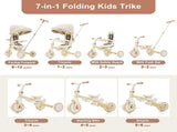 7 in 1 Baby Tricycle, Foldable Toddler Tricycle with Removable and Adjustable Parent Handle, Toddler N726P248345Y