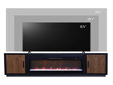 Aria 83 inch Fireplace TV Stand for TVs up to 95 inches, Minimal Assembly, Black and Walnut Finish B108P292261