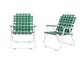 2pcs Steel Tube PP Webbing Bearing 120kg Folding Beach Chair Dark Green Strip 38834103