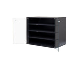 Shoe Box with RGB LED Light, Wooden Stackable Storage Box with Glass Door, Storage Bin W331P242617