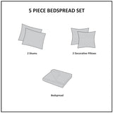 5 Piece Jacquard Bedspread Set with Throw Pillows Navy Queen B03597644