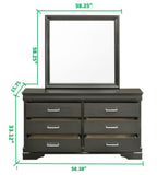 Modern 6 Drawer Dresser made with Wood in Gray 733569231058
