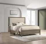 Grey Finish Fabric Upholstered Headboard Tufted Nailhead Trim 1pc Queen Size Panel Bed Beautiful B011P173507