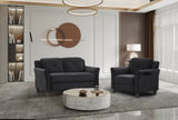 Fashionable living room sofa with double seats, black fabric W1927113235