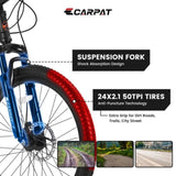 S24102 24 Inch Mountain Bike Boys Girls, Steel Frame, Shimano 21 Speed Mountain Bicycle with Daul W709P294015